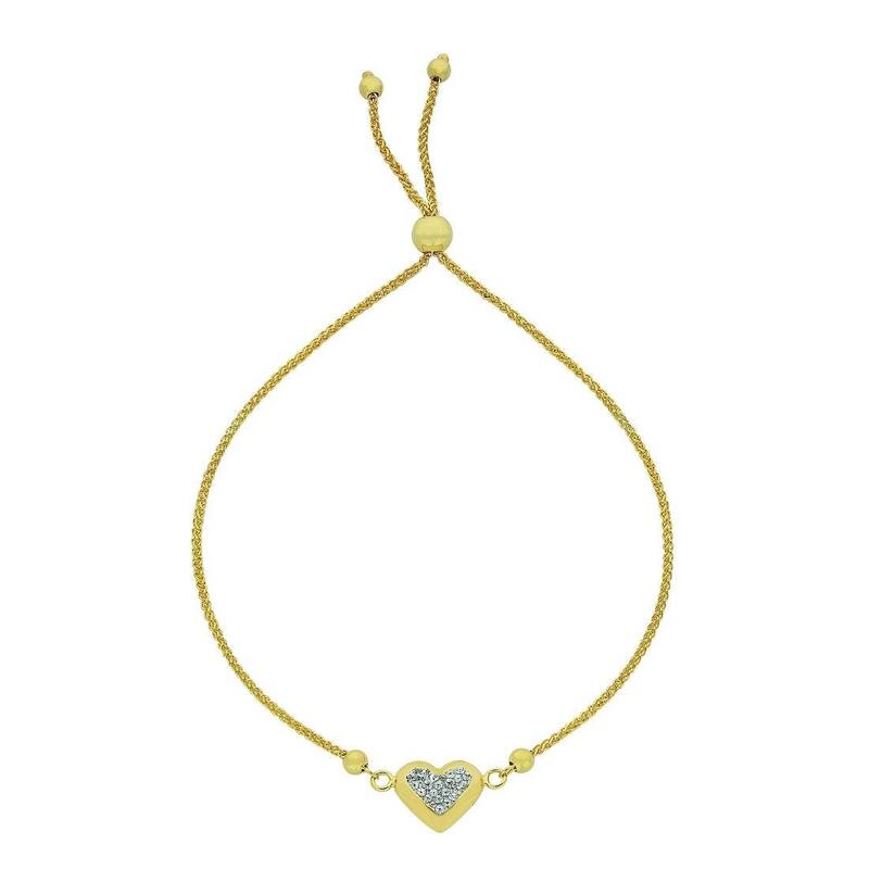 Bevilles Children's 9ct Yellow Gold Silver Infused Bangle with Hearts